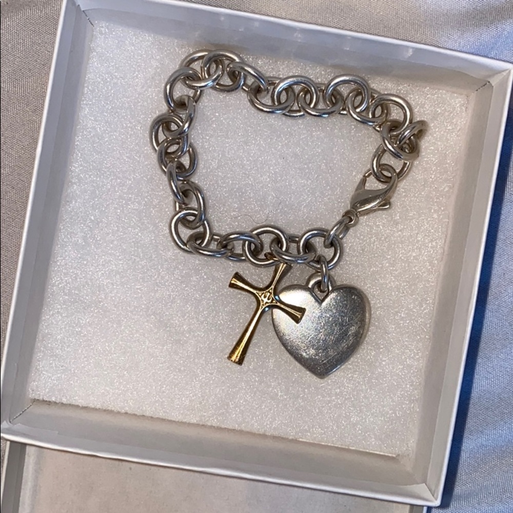 James Avery charm bracelet and golden cross charm